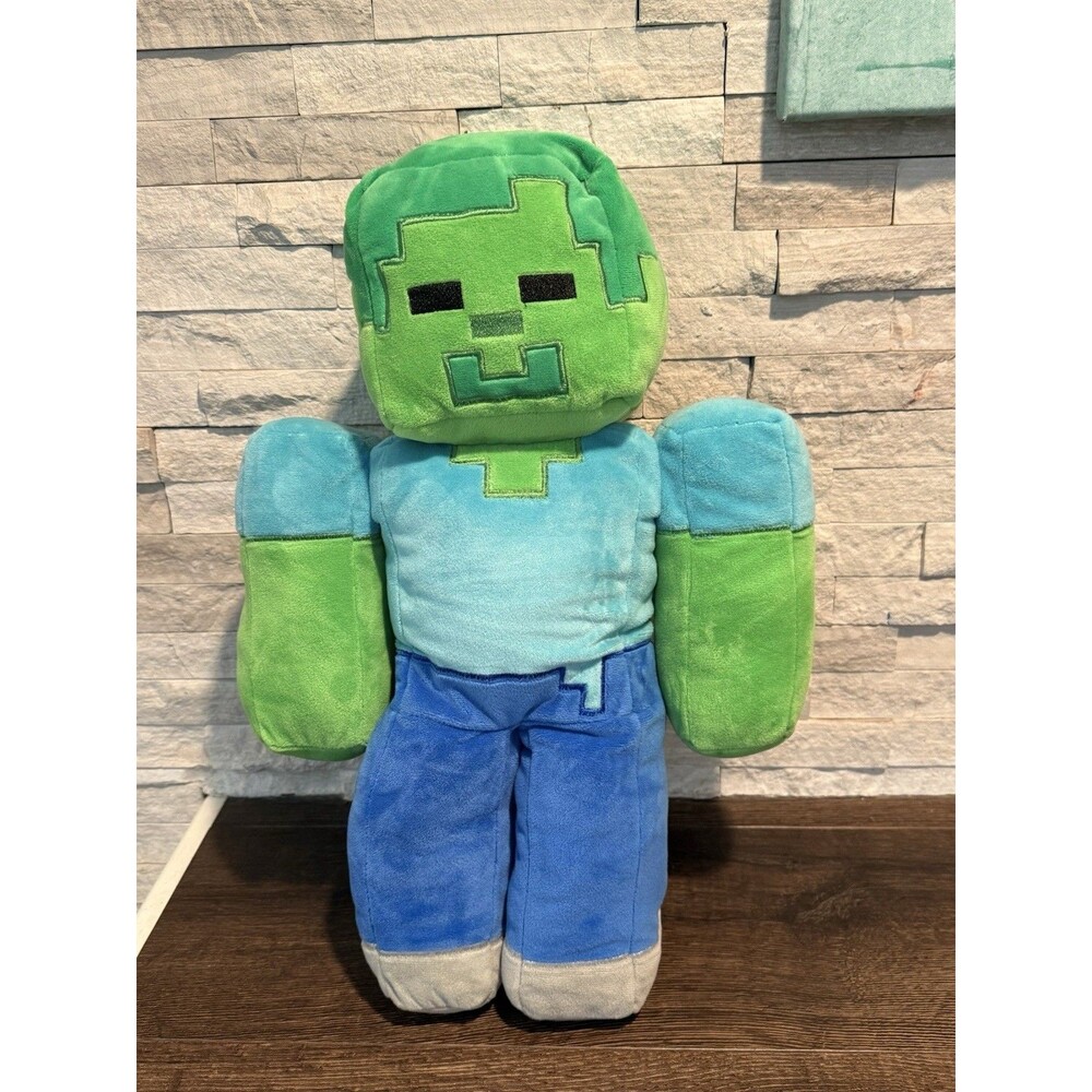 2022 Official Minecraft Zombie Plush 20" Blue Green Stuffed Pillow Plush Animal